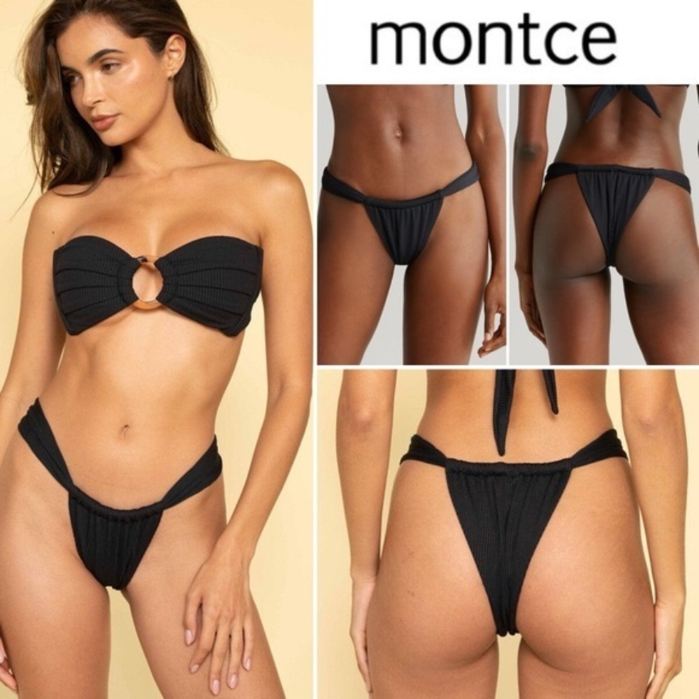 Montce Black Rib Sandra Bikini Bottom Ribbed Sz L 92$